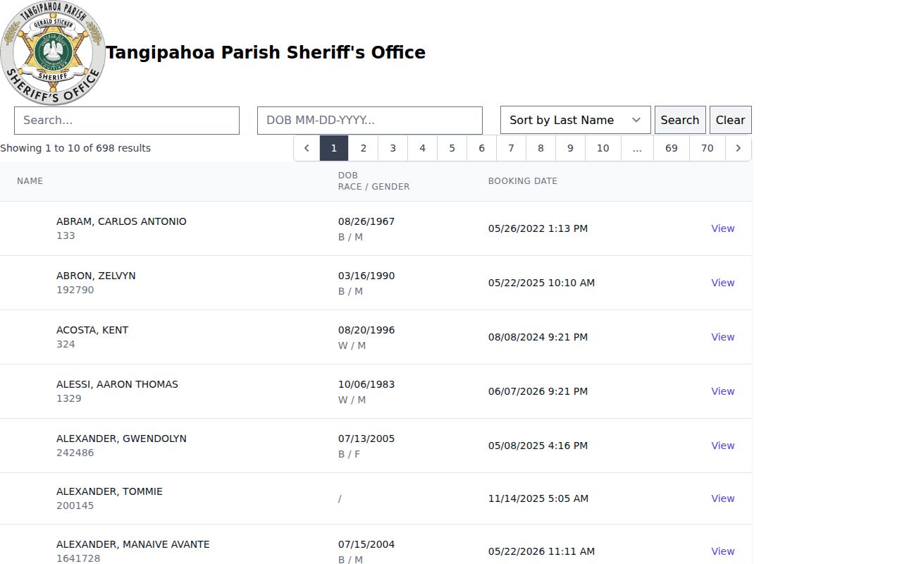 Tangipahoa Parish 24-hour release check on the live TBS roster