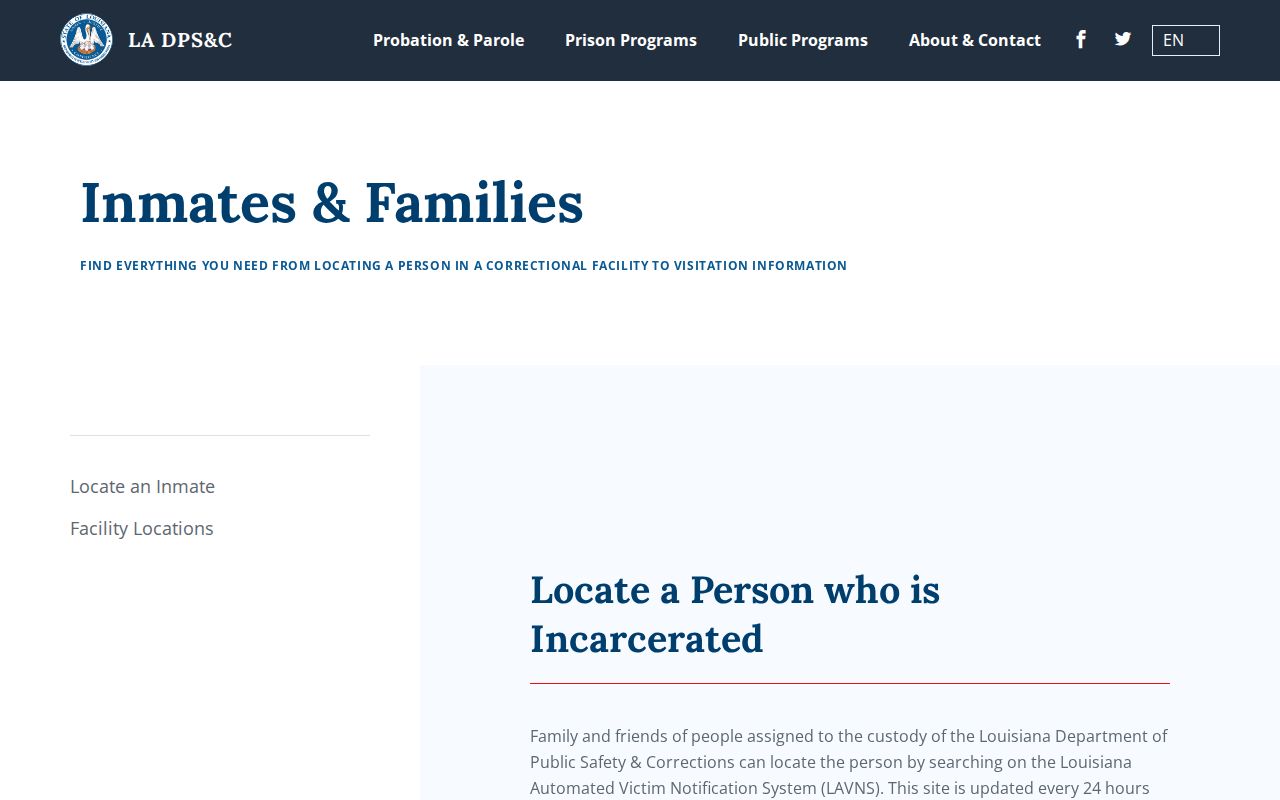 Louisiana DPS and Corrections status locator instructions for Tangipahoa Parish releases